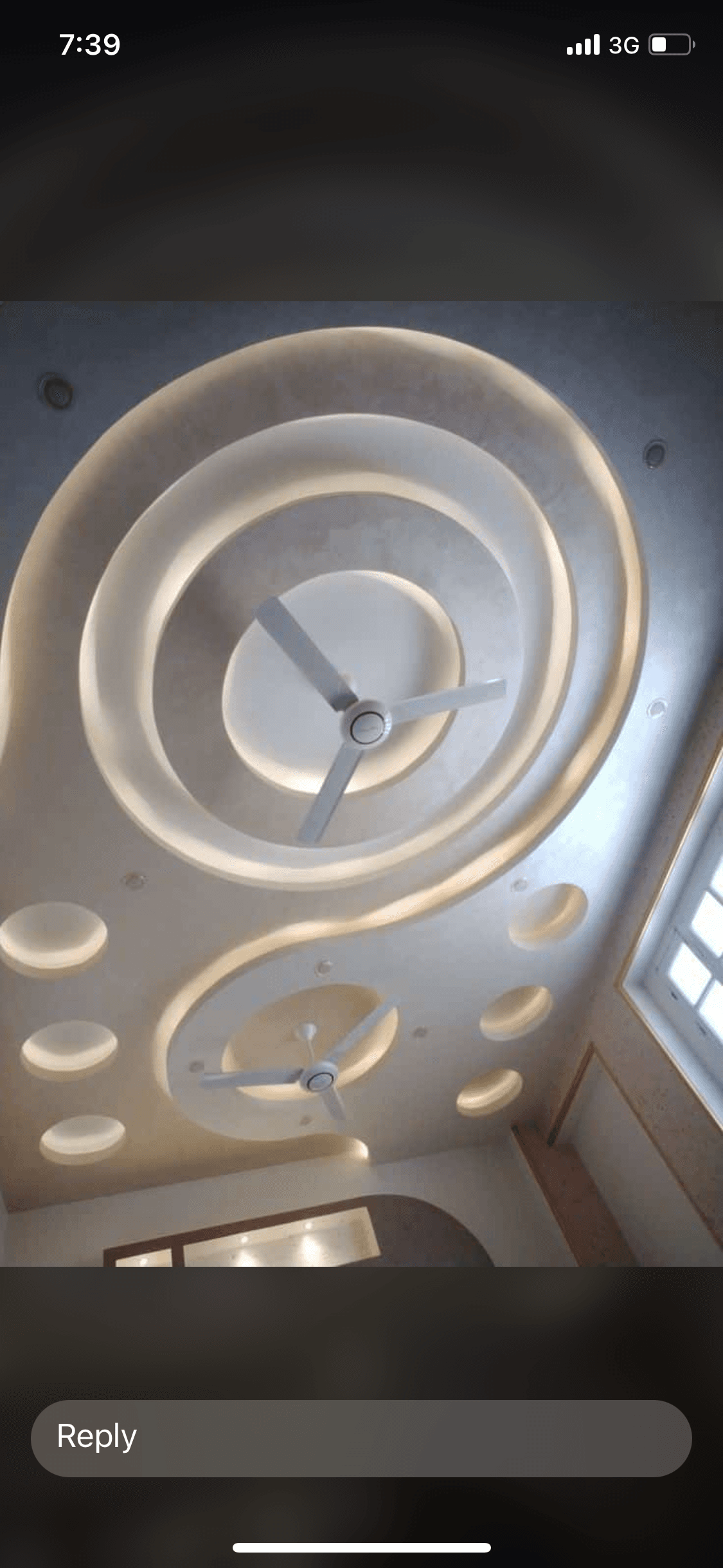 Circular ceiling POP with fans