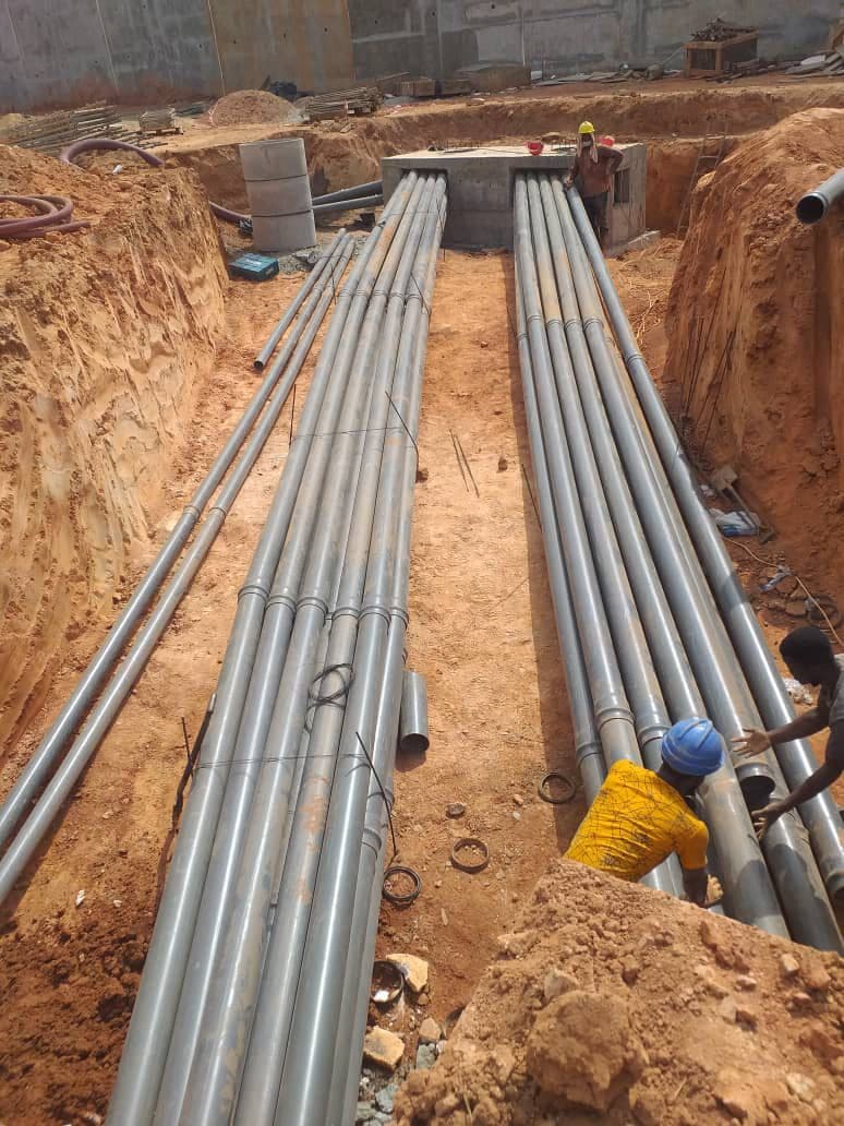 Pipes laid in trench